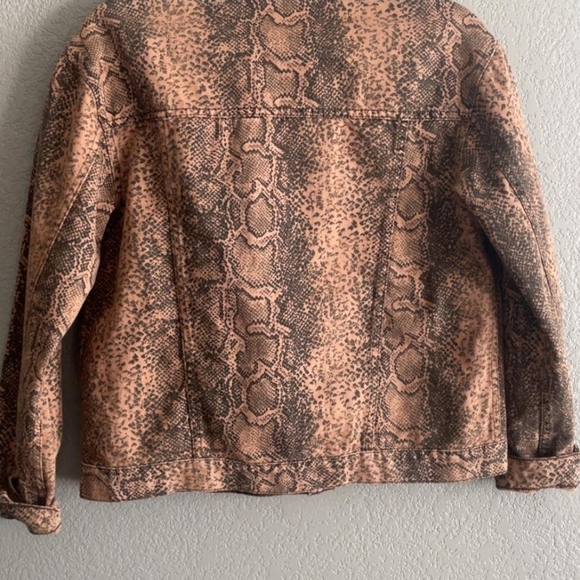 Free People Black and Brown Snake Print Jean Jacket - Picture 2 of 6